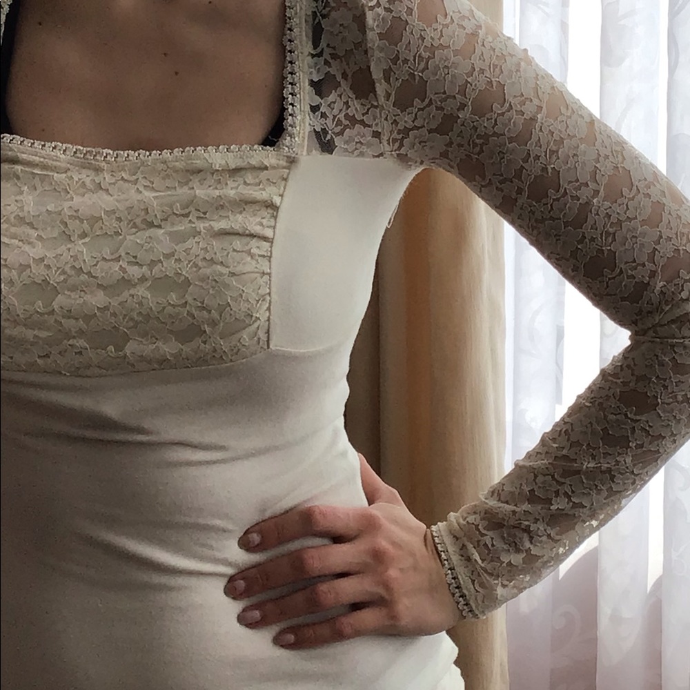 Cotton/Lace Off White Top You Love 💕